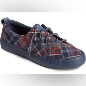 Sperry Crest Vibe Platform Slip On Plaid Navy Sneaker Shoe Size 9 NEW